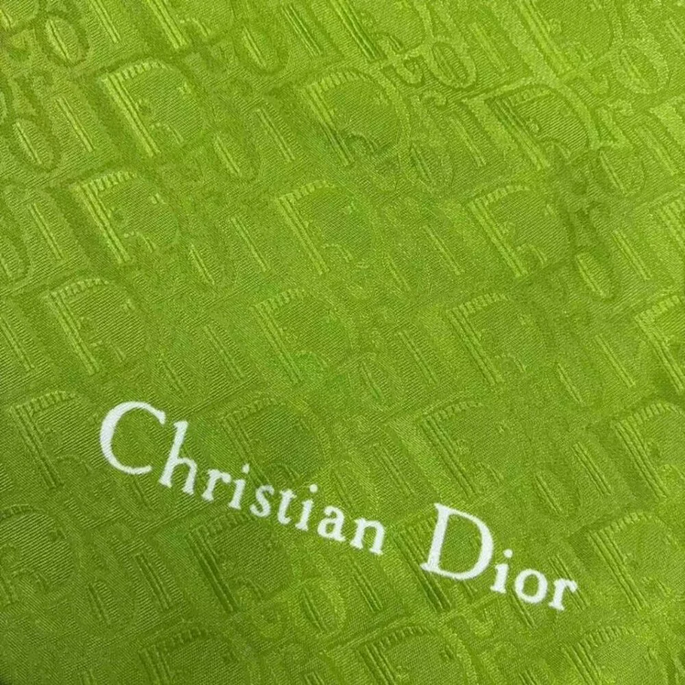 Dior Christian Scarf Silk All Over Pattern Green